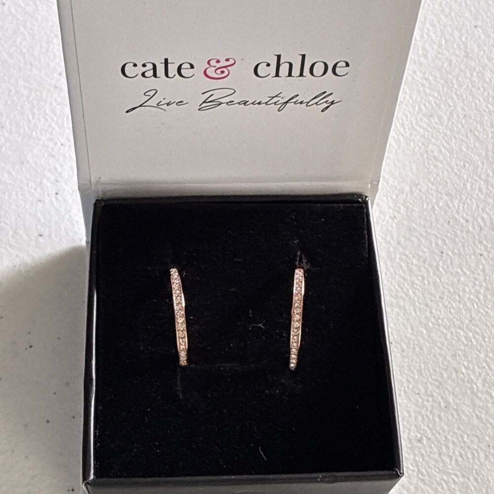 Cate & Chloe Bianca 18K Rose Gold Plated 25mm Hoop Earrings with